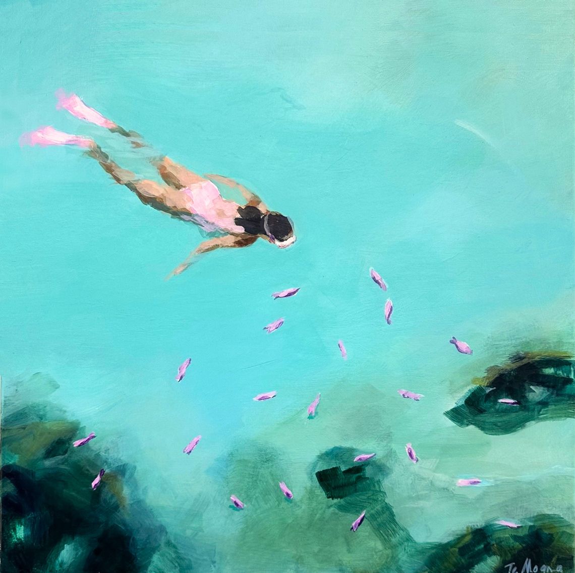 Snorkelling with pink fish