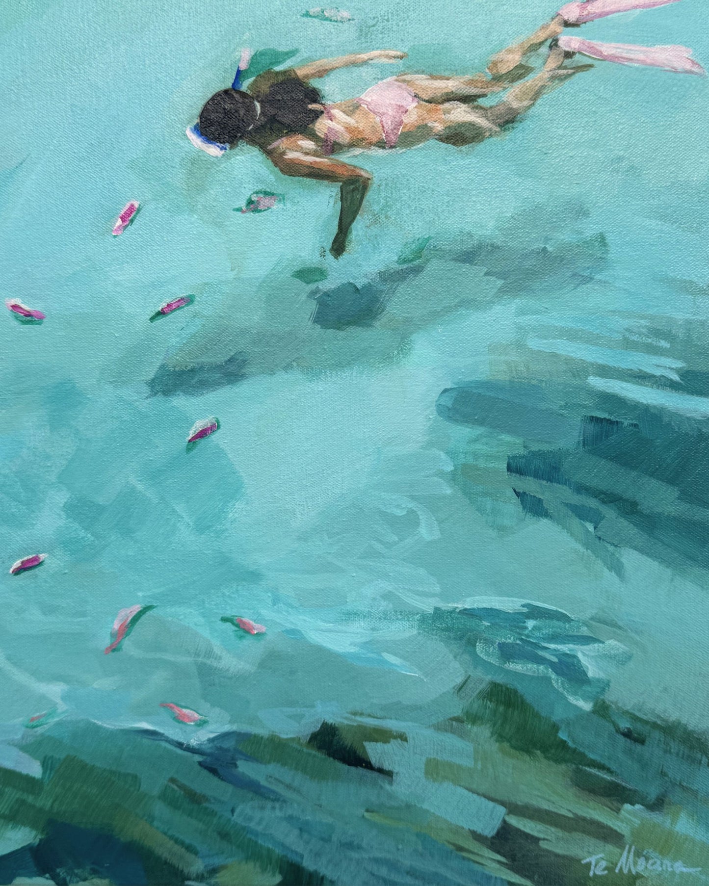Snorkelling with pink fish