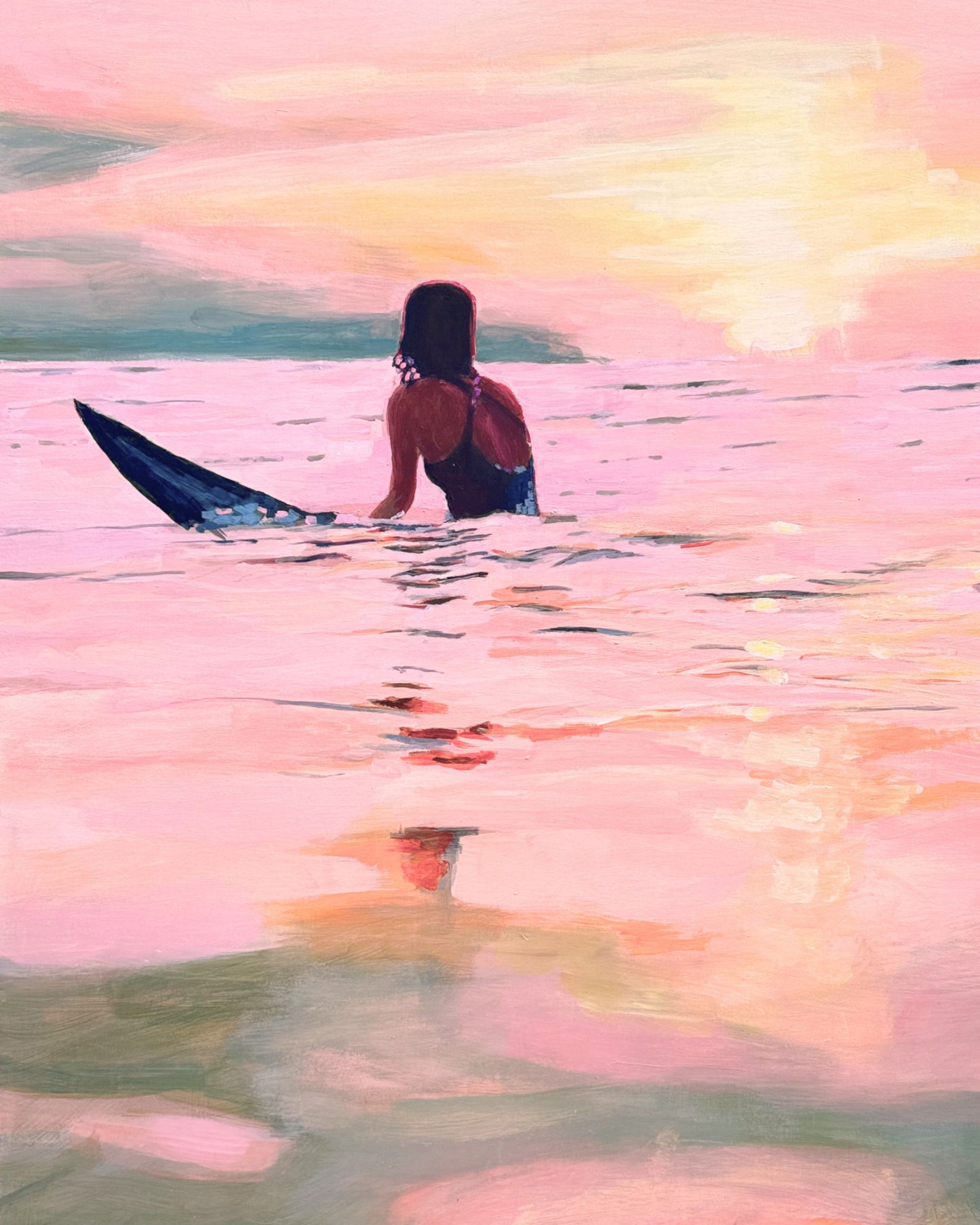 Surfing at sunset